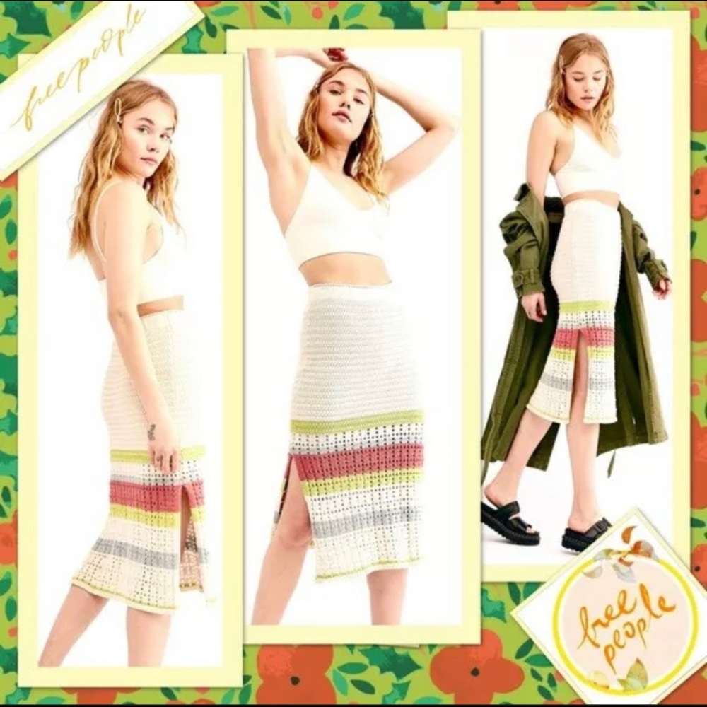 Free People Far From Here Midi Skirt X-Small NWT
